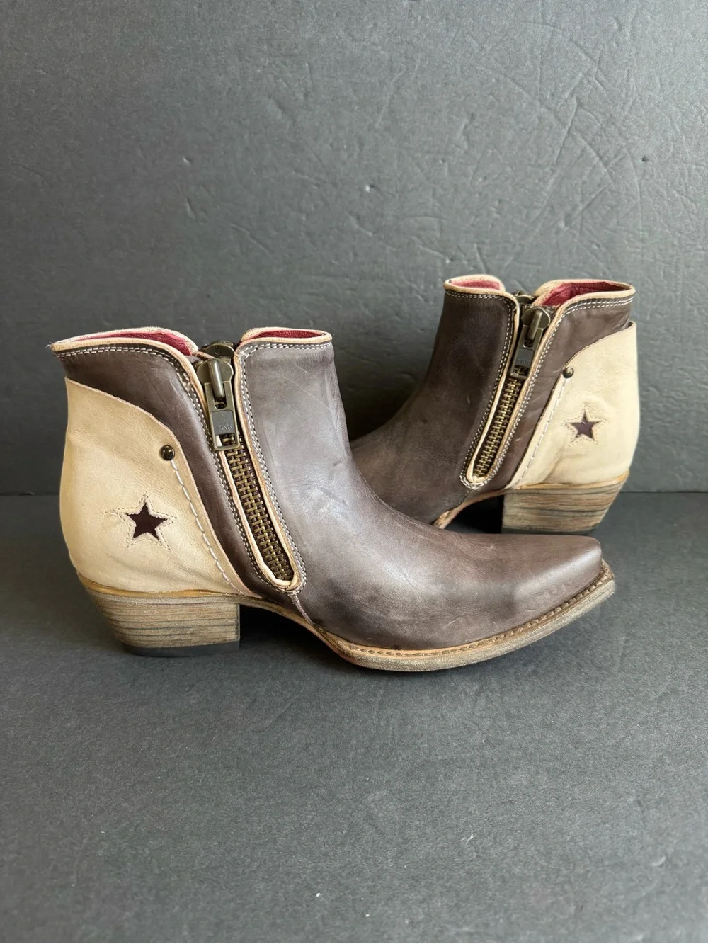 Freebird by Steven Weaver Stars Boots Snip Toe Leather Ankle Coastal Cowgirl 9 - Picture 7 of 14